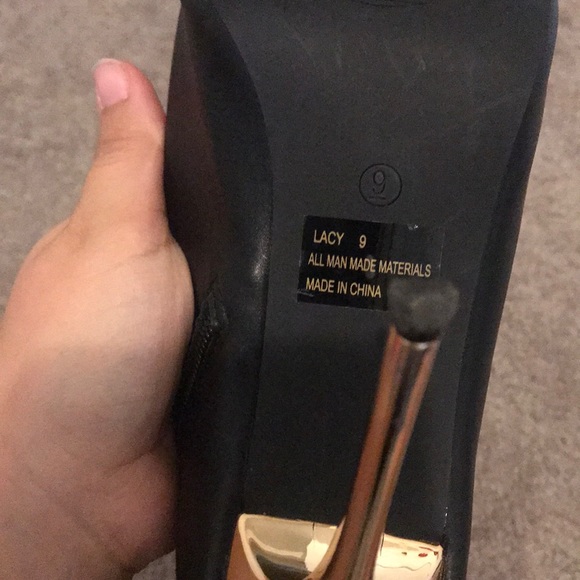 Black and gold open toed lace up heel boots - Picture 5 of 8